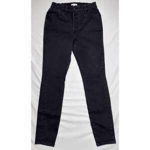 Good American High Rise Button Fly Skinny Ankle Black Jeans‎ Womens Size 2